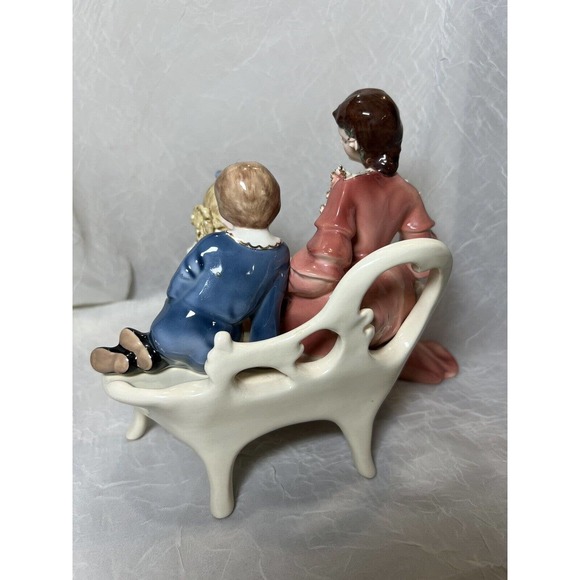 FLORENCE CERAMICS, “Story Book Hour” 1950 With Boy & Girl, Excellent Condition - Picture 7 of 14